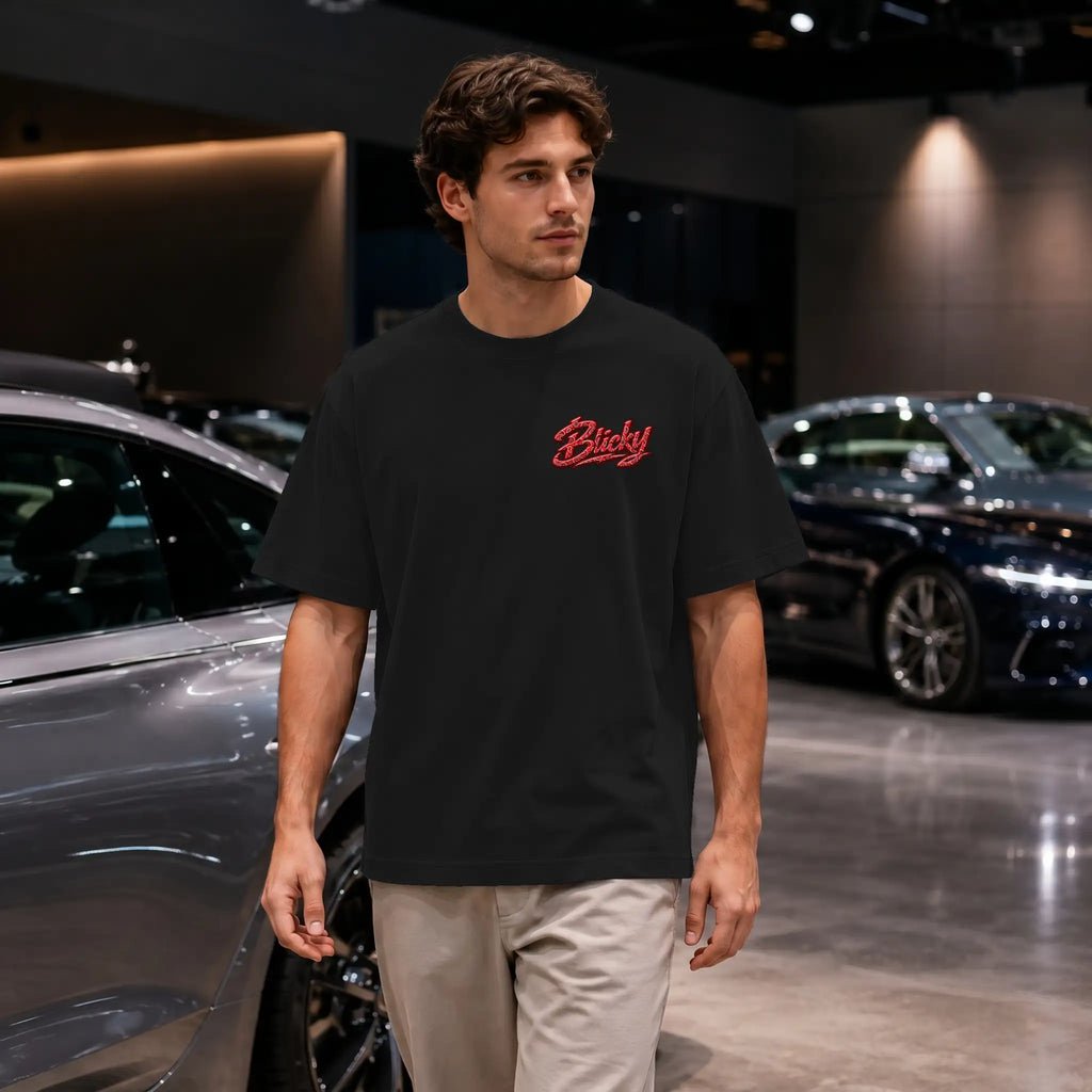 Blicky red bear Block Oversized Tee